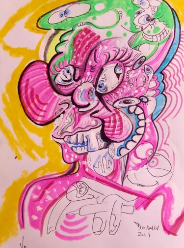Dibujo titulada "Untitled (pink port…" por Adrian Dordelly, Obra de arte original, Pigmentos
