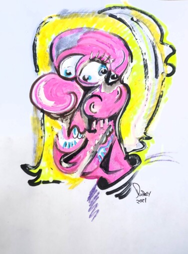 Drawing titled "Untitled (face)" by Adrian Dordelly, Original Artwork, Marker