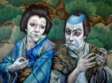 Pittura intitolato "Los amantes suicida…" da Adrián Goma, Opera d'arte originale, Olio
