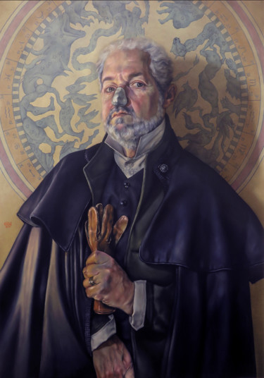Painting titled "Brahe (Retrato de m…" by Adrián Goma, Original Artwork, Oil