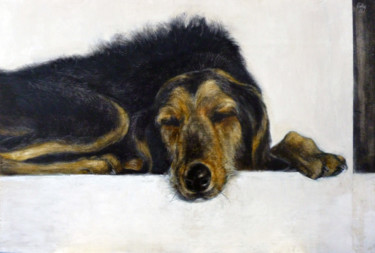 Painting titled "Ella durmiendo" by Adrián Goma, Original Artwork, Oil