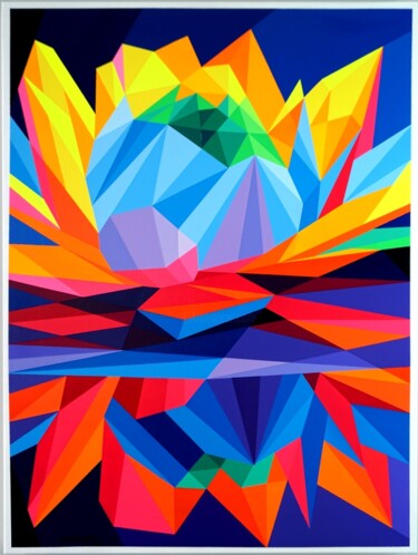 Картина под названием "Como el loto" - Adrian González, Подлинное произведение искусства, Акрил Установлен на Деревянная рам…