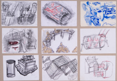 Zeichnungen mit dem Titel "Skizzen mit Figurat…" von Adrian Uncrut, Original-Kunstwerk, Collagen