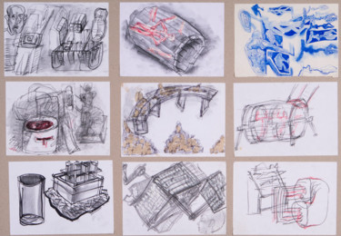 Skizzen mit Figurativem und Abstraktem Drawing titled "Skizzen mit Figurat…" by Adrian Uncrut, Original Art, Collages