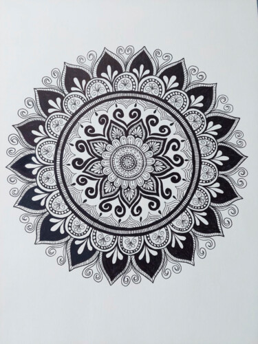 Рисунок под названием "Mandala Decisões" - Adriana Assanuma, Подлинное произведение искусства, Чернила