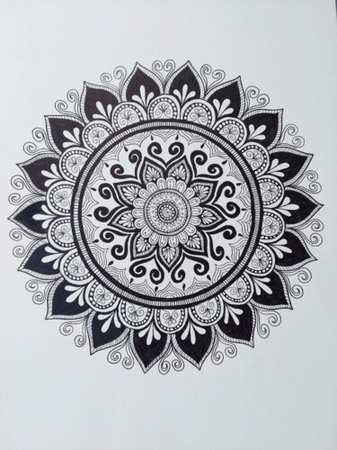 Dessin intitulée "Mandala Decisões" par Adriana Assanuma, Œuvre d'art originale, Encre