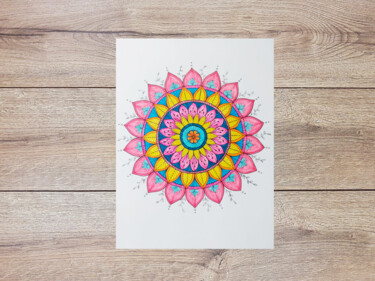 Drawing titled "Mandala Afetividade" by Adriana Assanuma, Original Artwork, Marker