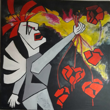 Malerei mit dem Titel "Muerte de Cupido" von Audrey, Original-Kunstwerk, Acryl