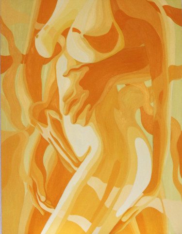 Malerei mit dem Titel "bodies in yellow" von Adriana Bogdanova, Original-Kunstwerk, Öl