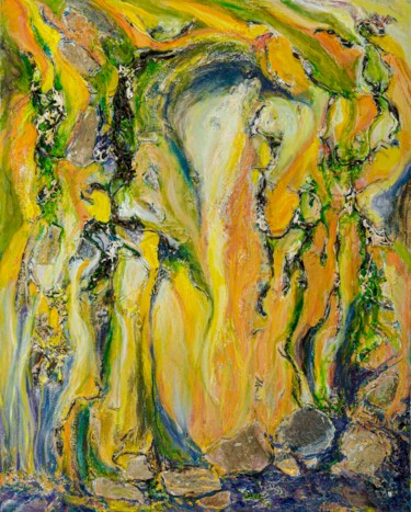 Картина под названием "Algues et ardoises" - Adriana Kechichian, Подлинное произведение искусства, Акрил Установлен на Дерев…
