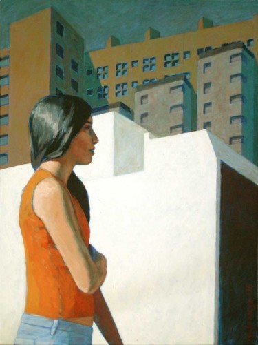 Pintura titulada "Edificios" por Adriana Mufarrege, Obra de arte original, Oleo