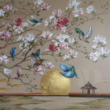 Картина под названием "Awakening of the Sun" - Adriana Plucha, Подлинное произведение искусства, Темпера Установлен на Дерев…