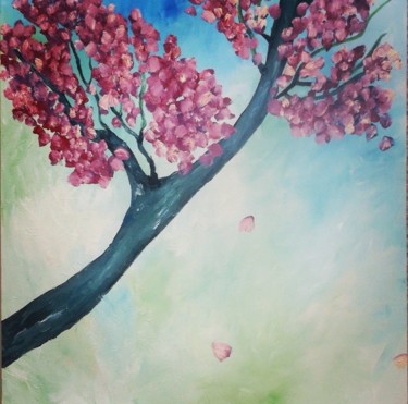 Painting titled "Cherry blossoms" by Adriana Casca, Original Artwork, Acrylic
