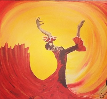 Peinture intitulée "Flamenco" par Adriana Casca, Œuvre d'art originale, Acrylique