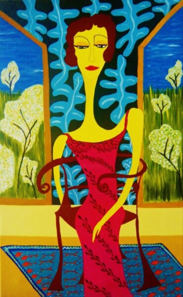 Pintura titulada "serie-femmes-assise…" por Adriana Tobon, Obra de arte original, Oleo