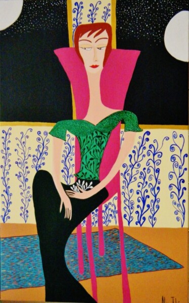 Peinture intitulée "serie-femmes-assiss…" par Adriana Tobon, Œuvre d'art originale, Huile