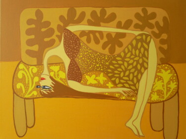 Peinture intitulée "fort-a-l-aise-jaune…" par Adriana Tobon, Œuvre d'art originale, Acrylique