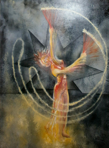 Картина под названием "domadora-de-estrell…" - Adrianat, Подлинное произведение искусства, Акрил