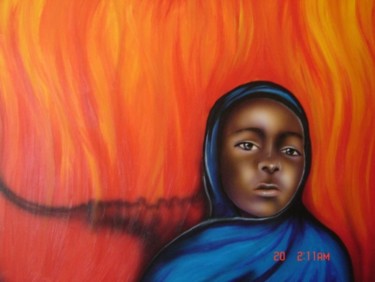 Painting titled "Isa aus Sudan" by Adriana Almanza, Original Artwork