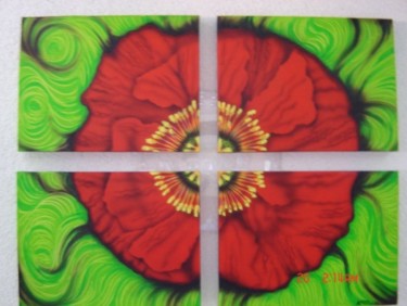 Painting titled "Mohnblume" by Adriana Almanza, Original Artwork