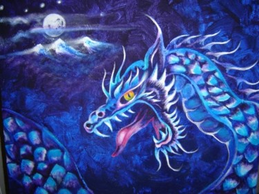 Painting titled "Blue Dragon" by Adriana Almanza, Original Artwork