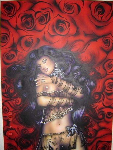 Painting titled "Cama de rosas" by Adriana Almanza, Original Artwork