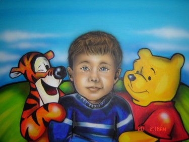 Painting titled "Dennis y sus Amigos." by Adriana Almanza, Original Artwork