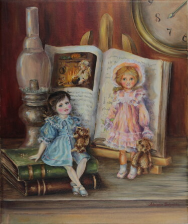 Painting titled "sinderella" by Adriana Balynska, Original Artwork, Oil Mounted on Wood Stretcher frame