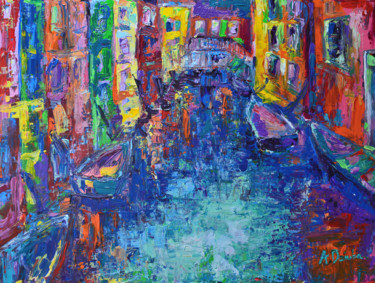 Painting titled "City of Canals, Ori…" by Adriana Dziuba, Original Artwork, Acrylic