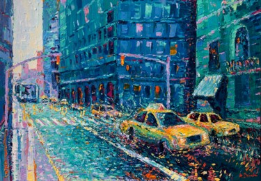 Ζωγραφική με τίτλο "Rainy Day in New Yo…" από Adriana Dziuba, Αυθεντικά έργα τέχνης, Ακρυλικό