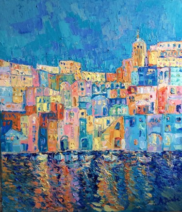 Painting titled "Bay of Naples #2, O…" by Adriana Dziuba, Original Artwork, Acrylic
