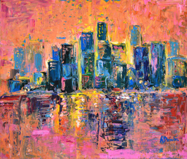 Malerei mit dem Titel "Pink Sky, ORIGINAL…" von Adriana Dziuba, Original-Kunstwerk, Acryl