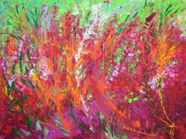 Pittura intitolato "Fiery Meadow" da Adriana Dziuba, Opera d'arte originale, Acrilico