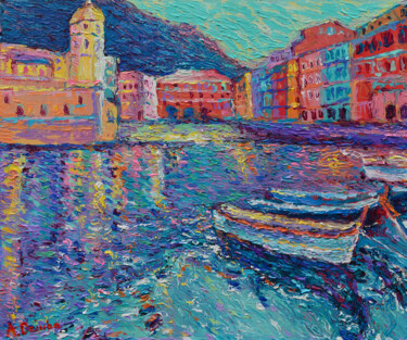 Peinture intitulée "Sunset in Port of V…" par Adriana Dziuba, Œuvre d'art originale, Acrylique