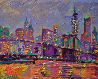 Peinture intitulée "New York City Lights" par Adriana Dziuba, Œuvre d'art originale, Acrylique