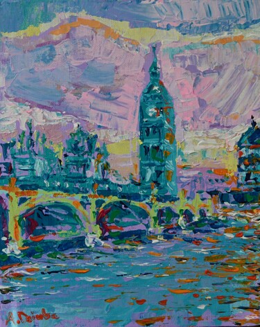 Ζωγραφική με τίτλο "London Bridge" από Adriana Dziuba, Αυθεντικά έργα τέχνης, Ακρυλικό