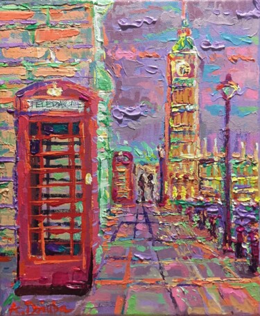 Malerei mit dem Titel "London City Life" von Adriana Dziuba, Original-Kunstwerk, Acryl