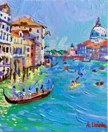 Painting titled "Venice - Boats of G…" by Adriana Dziuba, Original Artwork, Acrylic