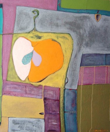 Peinture intitulée "Half Apple" par Adriana Ilin Tomici, Œuvre d'art originale, Huile