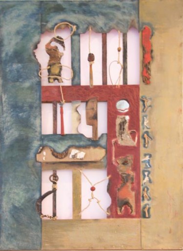 Collagen mit dem Titel "The Door" von Adriana Ilin Tomici, Original-Kunstwerk, Collagen
