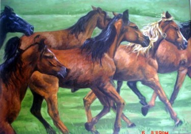 Pintura intitulada "cavalos" por Adriana Migotto, Obras de arte originais