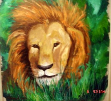 Pintura intitulada "O Rei da Selva" por Adriana Migotto, Obras de arte originais