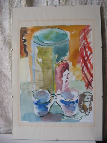 Peinture intitulée "CONVERSATION CAFE" par Adriana Ureche, Œuvre d'art originale
