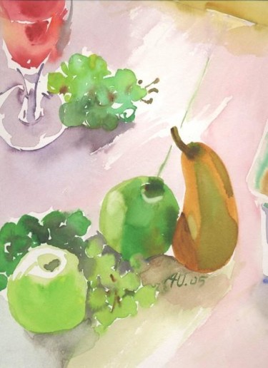 Peinture intitulée "pomme poire26" par Adriana Ureche, Œuvre d'art originale