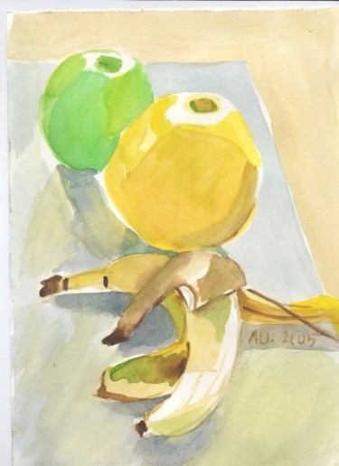 Peinture intitulée "pommebananeouverte32" par Adriana Ureche, Œuvre d'art originale
