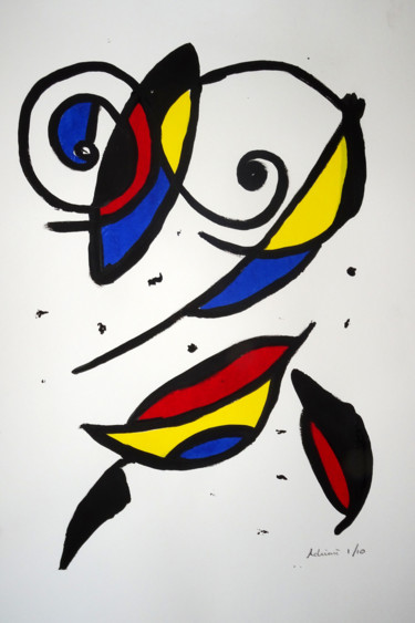 Gravures & estampes intitulée "Geluk" par Henk Adriani, Œuvre d'art originale, Sérigraphie