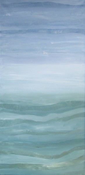Painting titled "Eau" by Adrianna Bonomi, Original Artwork, Oil Mounted on Wood Stretcher frame