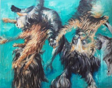 Peinture intitulée "Wet cats" par Adrianna Leszczyńska, Œuvre d'art originale, Acrylique