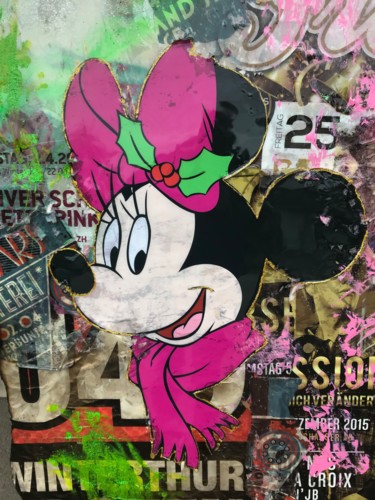"Happy Minnie" başlıklı Kolaj Adriano Cuencas tarafından, Orijinal sanat, Akrilik