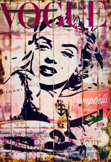Collages getiteld "Marilyn Monroe VOGUE" door Adriano Cuencas, Origineel Kunstwerk, Collages